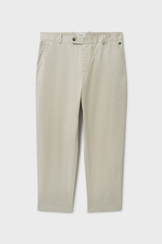 Men's Beige Stone Organic Cotton Flat Front Trouser