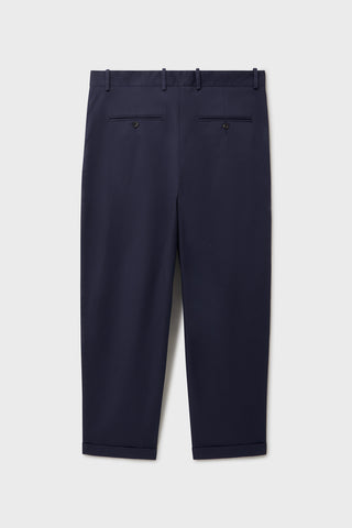 Lightweight Twill Blue Pleated Trouser