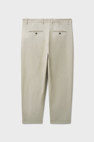 Men's Beige Stone Organic Cotton Pleated  Trouser