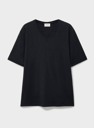 Men's black merino wool V-neck T-shirt UK