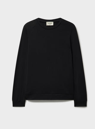 ZQ Merino Super 120s Wool Jersey Black Crew neck by Italy's first textile B-corp Reda.  Anti-crease, super comfortable and fits to bodily movements.