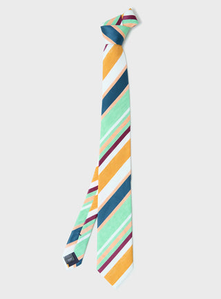Men's Green and Orange silk tie 