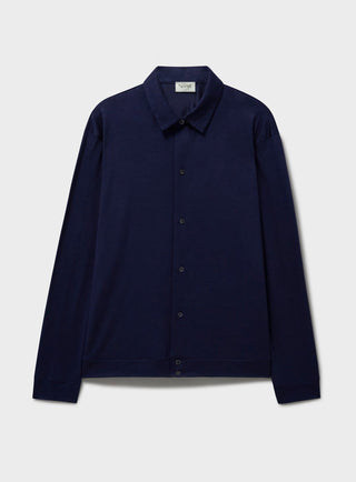 Men's steel blue merino wool overshirt UK