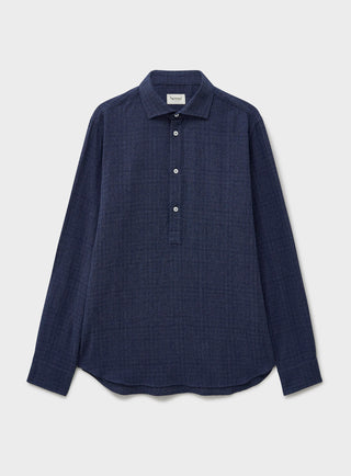 Men's navy recycled cotton popover shirt 