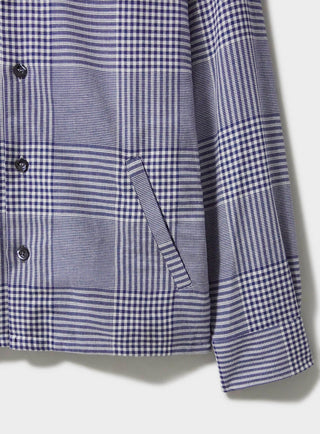 Recycled Cotton Navy Prince of Wales St James Overshirt Over-Shirts Neem London 