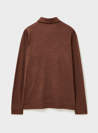 ZQ Merino Wool Jersey Hazel Long Sleeve Polo Shirt. 3 Button Down Pop-Over