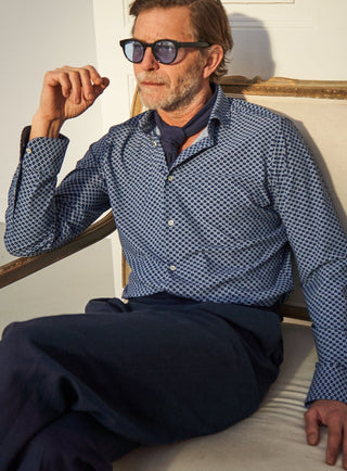 non iron navy mens cut away shirt 
