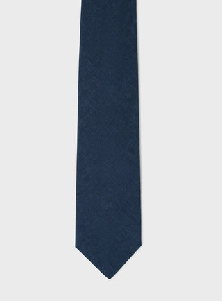 Men's Cotton Linen Navy Blue Tie