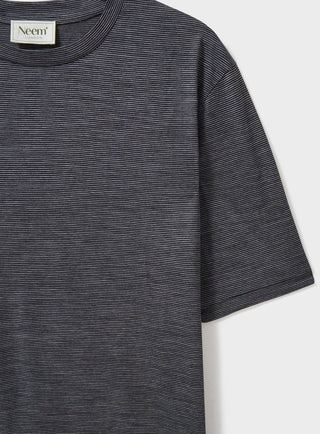sustainable menswear ZQ merino traceable wool best quality t shirts charcoal stripe 