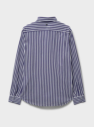 sustainable menswear navy city stripe mens popover shirt