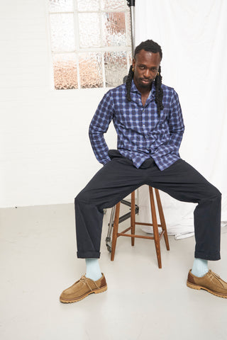 Men's sustainable blue check T-shirt UK