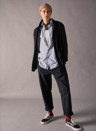 mens oversized soft stretch sky blue shirt 