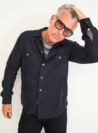 Men's black recycled cotton overshirt