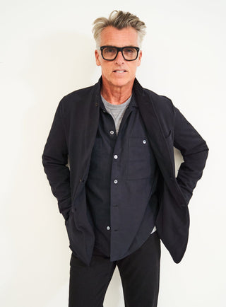 Men's black recycled cotton overshirt