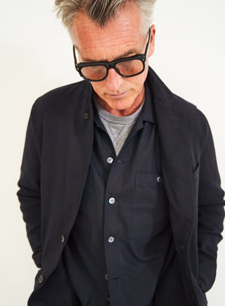 Men's black recycled cotton overshirt