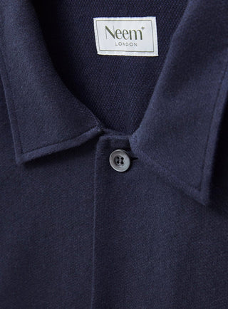 Recycled Italian Flannel Deep Navy Shirt Jacket Three Pockets and Button Down with Cuff Button Sleeves