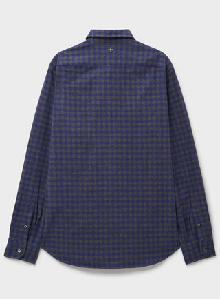 navy and grey check flannel shirt