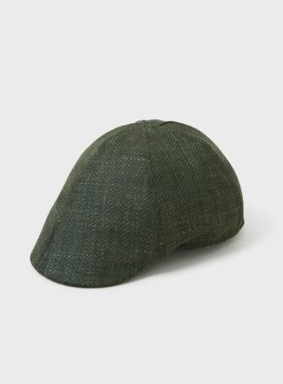 Men's sustainable linen green flat cap 