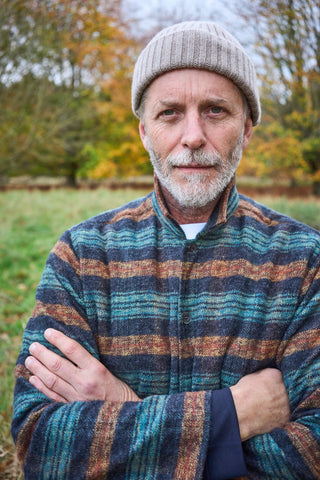 Recycled Cashmere Oatmeal Beanie Hat Hats Neem London . Ribbed.