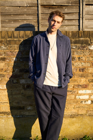 Men's recycled cotton navy overshirt