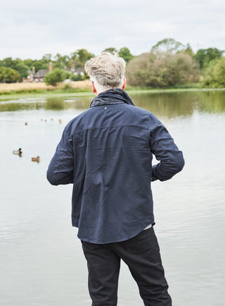 Men's black recycled cotton overshirt