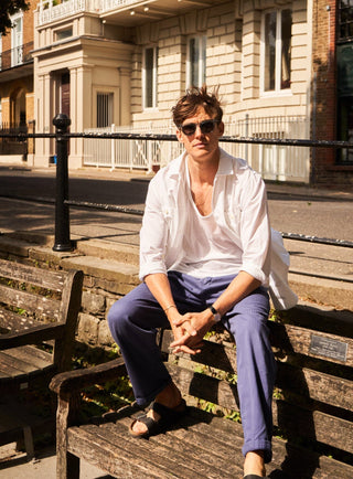 sustainable menswear white double pocket shirt overshirt men with best tshirt