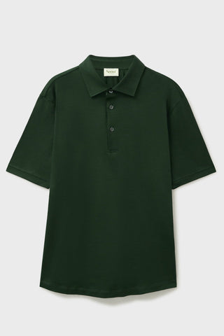 green merino wool short sleeve polo shirt