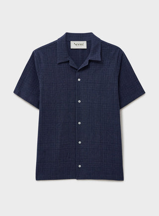 Men's blue recycled cotton short sleeve shirt 