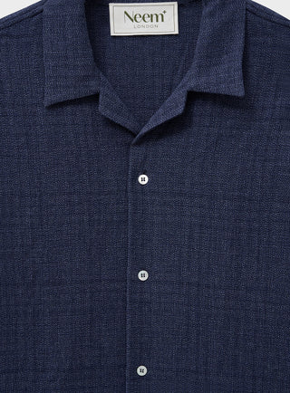 Men's blue recycled cotton short sleeve shirt 