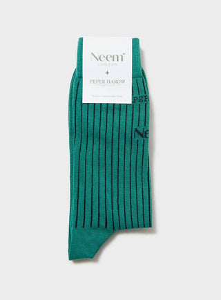 Recycled British Ribbed Cotton Upbeat Green Men's Socks