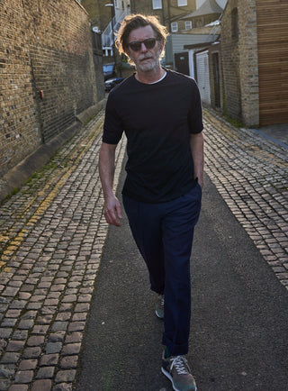sustainable menswear best tshirt ZQ merino traceable wool navy 