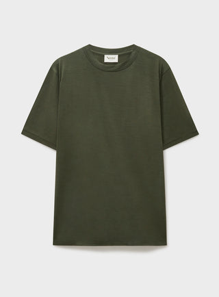 Men's olive green merino wool T-shirt UK
