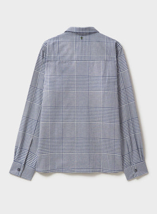 sustainable menswear mens navy overshirt Prince of Wales Spitalfields mens flannel overshirt