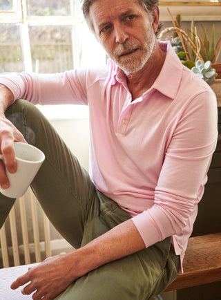 ZQ Merino Wool Jersey Long Sleeve Pink Polo Polo Shirts Neem London 