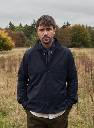 navy sorona rain jacket neem london - cool menswear