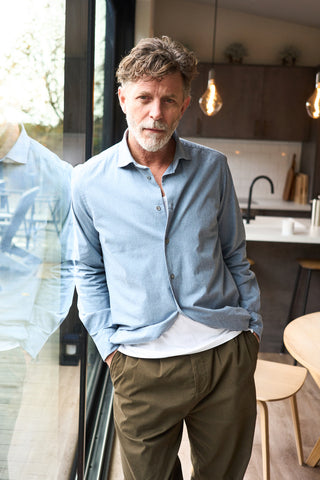 Recycled Denim Indigo Cut Away Shirt Button Down