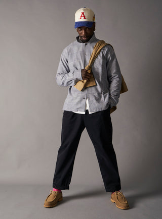 100% Recycled Cotton Navy Prince of Wales Spitalfields Overshirt