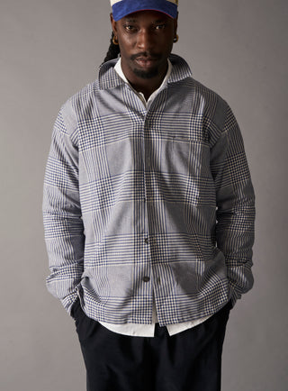 100% Recycled Cotton Navy Prince of Wales Spitalfields Overshirt