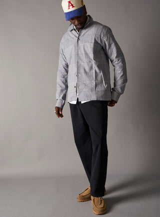 100% Recycled Cotton Navy Prince of Wales Spitalfields Overshirt