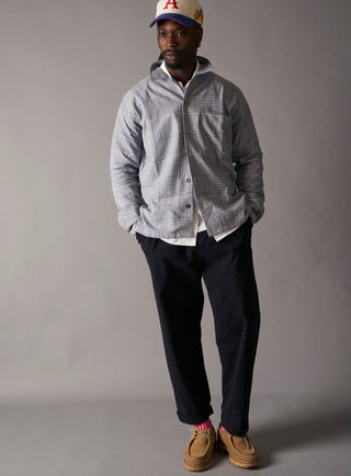 100% Recycled Cotton Navy Prince of Wales Spitalfields Overshirt