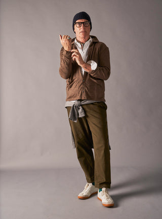 Men's tan brown striped ZQ merino wool jacket