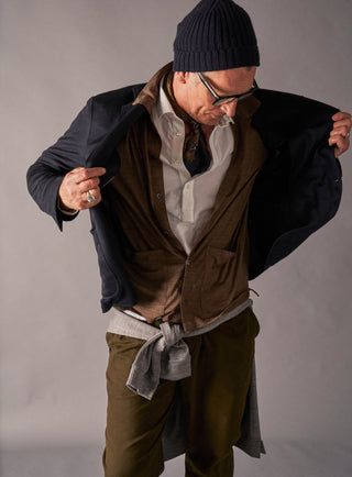 Men's tan brown striped ZQ merino wool jacket