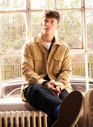 mens cotton khaki overshirt