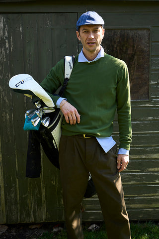 Men's green recycled wool knit sweater 