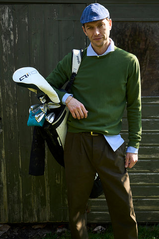 Men's green recycled wool knit sweater 