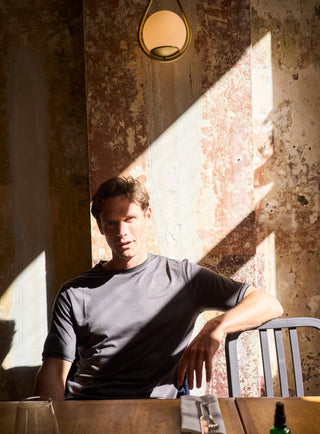 sustainable menswear chocolate ZQ merino traceable wool t-shirt