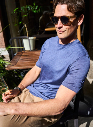 ZQ Merino Wool Jersey Sky Stripe T-Shirt T-Shirts Neem London 