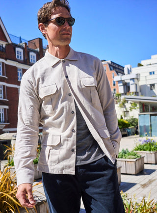 Recycled Italian Flannel Oatmeal Over-Shirt Original Overshirt Neem London 