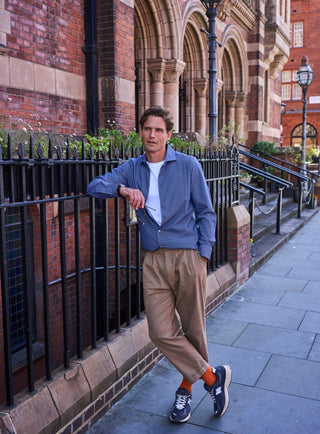 Recycled Italian Navy Como Print Comfort Shirt Comfort Shirt Neem London 