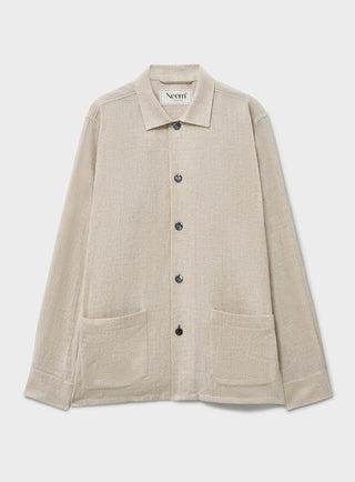 Men's beige stone recycled cotton overshirt